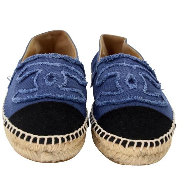 Chanel Espadrille 37 Canvas Linen Raw Edge Cap-toe Flats CC-0717N-0006 - Picture 3 of 11